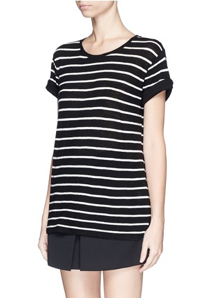 Front View - Click To Enlarge - VINCE - Feeder stripe rolled cuff slub cotton T-shirt
