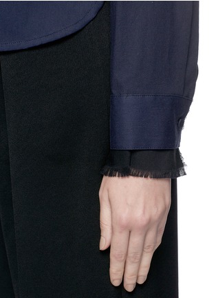 Detail View - Click To Enlarge - 3.1 PHILLIP LIM - Frayed crepe cuff trim shirt