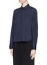 Front View - Click To Enlarge - 3.1 PHILLIP LIM - Frayed crepe cuff trim shirt