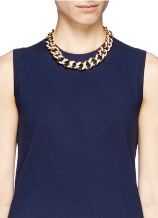 Figure View - Click To Enlarge - KENNETH JAY LANE - Crystal pavé chunky curb chain necklace