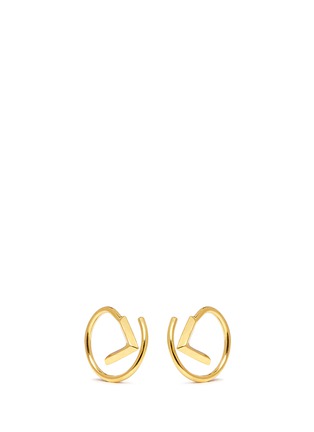 Main View - Click To Enlarge - MARIA BLACK - Check twirl gold plated earrings