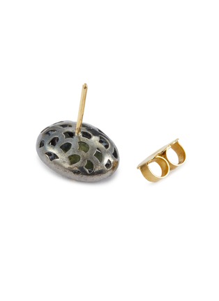 Detail View - Click To Enlarge - TUKKA - Diamond agate gold and silver stud earrings