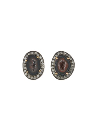Main View - Click To Enlarge - TUKKA - Diamond agate gold and silver stud earrings