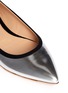 Detail View - Click To Enlarge - GIANVITO ROSSI - Satin trim metallic leather flats