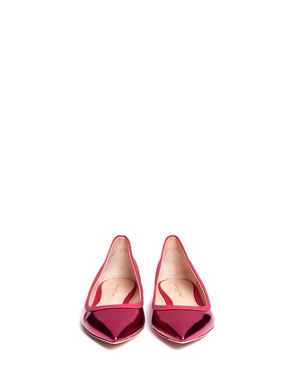 Figure View - Click To Enlarge - GIANVITO ROSSI - Satin trimmed metallic leather flats