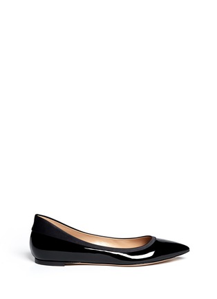 Main View - Click To Enlarge - GIANVITO ROSSI - Satin trim patent leather flats
