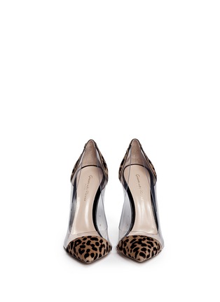 Figure View - Click To Enlarge - GIANVITO ROSSI - Clear PVC leopard pony hair pumps