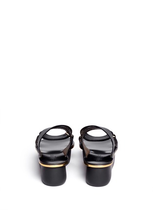 Back View - Click To Enlarge - MARNI - Textured cross strap leather flatform sandals