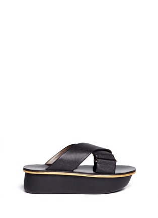 Main View - Click To Enlarge - MARNI - Textured cross strap leather flatform sandals