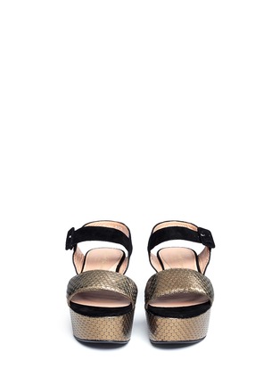 Figure View - Click To Enlarge - CLERGERIE - Frak tomette metallic leather flatform sandals