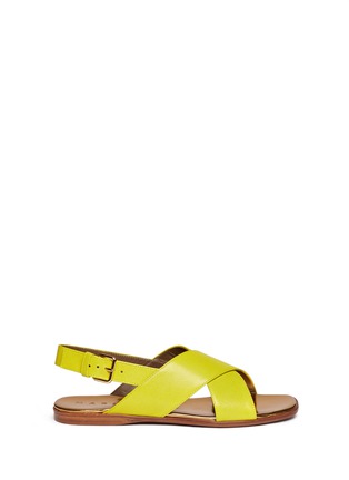 Main View - Click To Enlarge - MARNI - Textured cross strap leather sandals