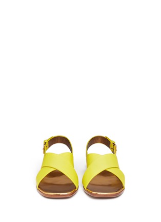 Figure View - Click To Enlarge - MARNI - Textured cross strap leather sandals
