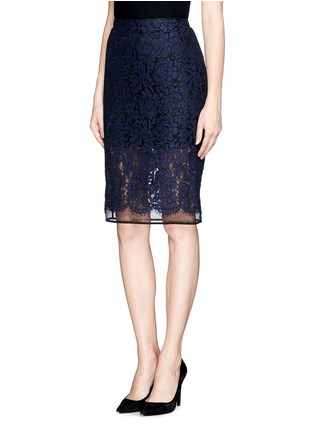 Front View - Click To Enlarge - MSGM - Lace overlay gauze pencil skirt
