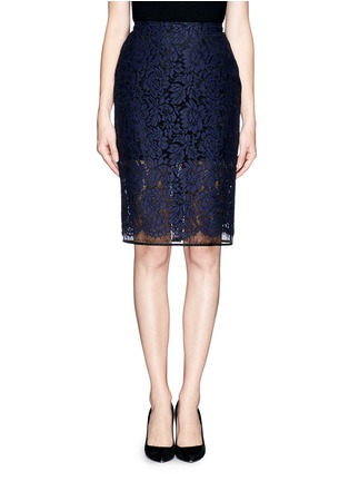 Main View - Click To Enlarge - MSGM - Lace overlay gauze pencil skirt