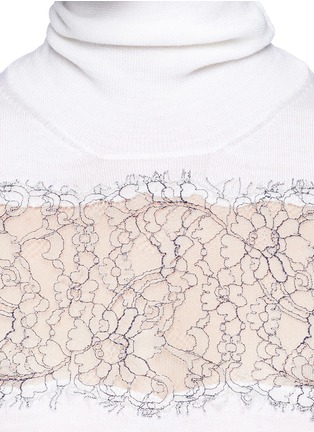 Detail View - Click To Enlarge - THAKOON - Lace panel wool turtleneck top