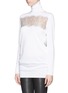 Front View - Click To Enlarge - THAKOON - Lace panel wool turtleneck top