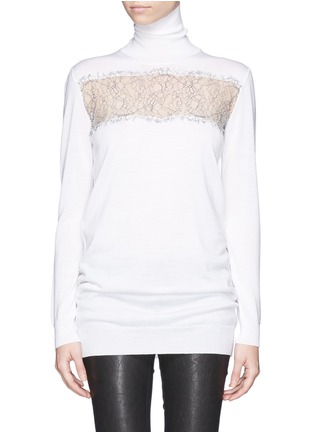 Main View - Click To Enlarge - THAKOON - Lace panel wool turtleneck top