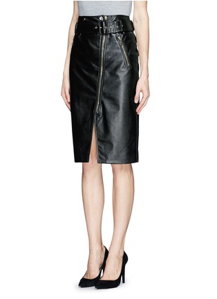 Front View - Click To Enlarge - JASON WU - Leather biker pencil skirt