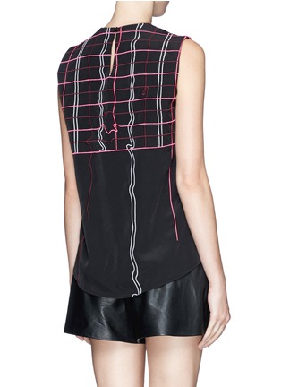 Back View - Click To Enlarge - KENZO - Neon abstract check embroidery blouse
