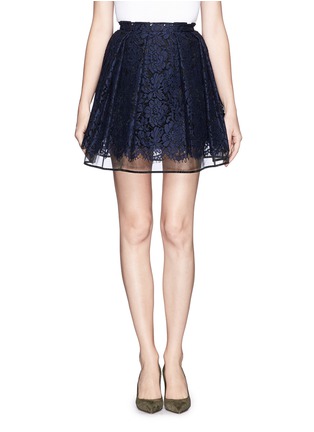 Main View - Click To Enlarge - MSGM - Lace overlay gauze flare skirt