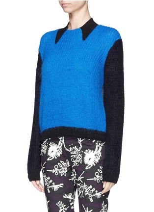 Front View - Click To Enlarge - KENZO - Grenade collar detail colourblock sweater