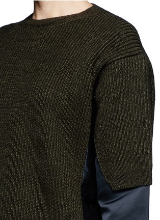 Detail View - Click To Enlarge - NO.21 - Lace hem satin trim wool-alpaca sweater