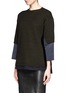 Front View - Click To Enlarge - NO.21 - Lace hem satin trim wool-alpaca sweater
