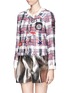 Front View - Click To Enlarge - MSGM - Badge fray edge tweed jacket