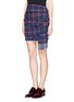 Front View - Click To Enlarge - THAKOON ADDITION - Windowpane check print tassel scarf wrap skirt