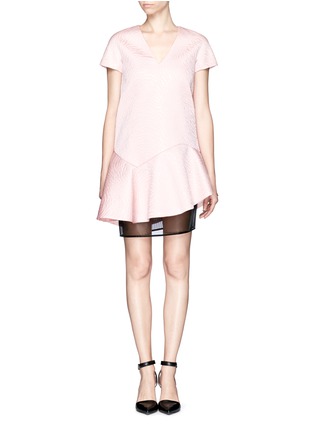 Main View - Click To Enlarge - MSGM - Embossed neoprene dress with gauze layer
