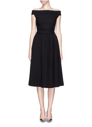 Main View - Click To Enlarge - PREEN BY THORNTON BREGAZZI - 'Norma' off the shoulder pleat dress