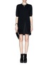 Detail View - Click To Enlarge - THAKOON ADDITION - Knit wrap front silk chiffon pleat dress