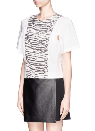 Front View - Click To Enlarge - TOGA ARCHIVES - Tiger print Cape sleeve T-shirt