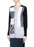 Front View - Click To Enlarge - PETER PILOTTO - Colourblock orchid print wool-silk cardigan