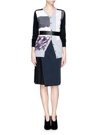 Figure View - Click To Enlarge - PETER PILOTTO - Colourblock orchid print wool-silk cardigan