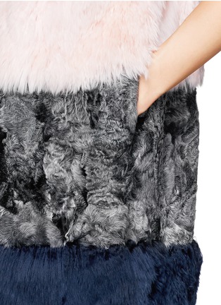Detail View - Click To Enlarge - MSGM - Sleeveless wool-fur colourblock coat