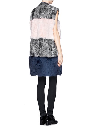 Back View - Click To Enlarge - MSGM - Sleeveless wool-fur colourblock coat