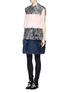 Front View - Click To Enlarge - MSGM - Sleeveless wool-fur colourblock coat