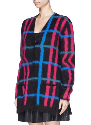 Front View - Click To Enlarge - KENZO - Plaid mohair cardigan