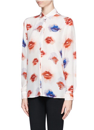 Front View - Click To Enlarge - MSGM - Lipstick print silk shirt