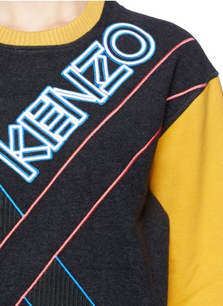 Detail View - Click To Enlarge - KENZO - Lurex appliqué colourblock sweatshirt