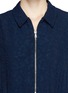 Detail View - Click To Enlarge - SANDRO - 'Raison' zip front crepe and jersey combo dress