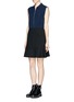 Figure View - Click To Enlarge - SANDRO - 'Raison' zip front crepe and jersey combo dress
