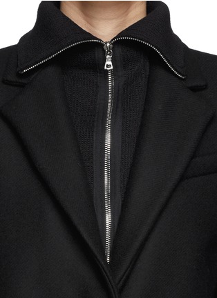 Detail View - Click To Enlarge - SANDRO - 'Mathilda' rib knit collar wool coat