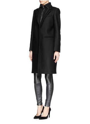 Front View - Click To Enlarge - SANDRO - 'Mathilda' rib knit collar wool coat