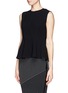 Front View - Click To Enlarge - SANDRO - 'Earl' textured sleeveless peplum top
