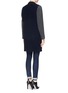 Back View - Click To Enlarge - SANDRO - 'Magnolia' leather lapel contrast sleeve coat