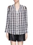 Main View - Click To Enlarge - SANDRO - 'Clarisse' silk check lace trim blouse