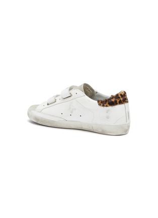  - GOLDEN GOOSE - Old School' leopard panel slogan Velcro leather sneakers