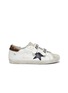 Main View - Click To Enlarge - GOLDEN GOOSE - Old School' leopard panel slogan Velcro leather sneakers